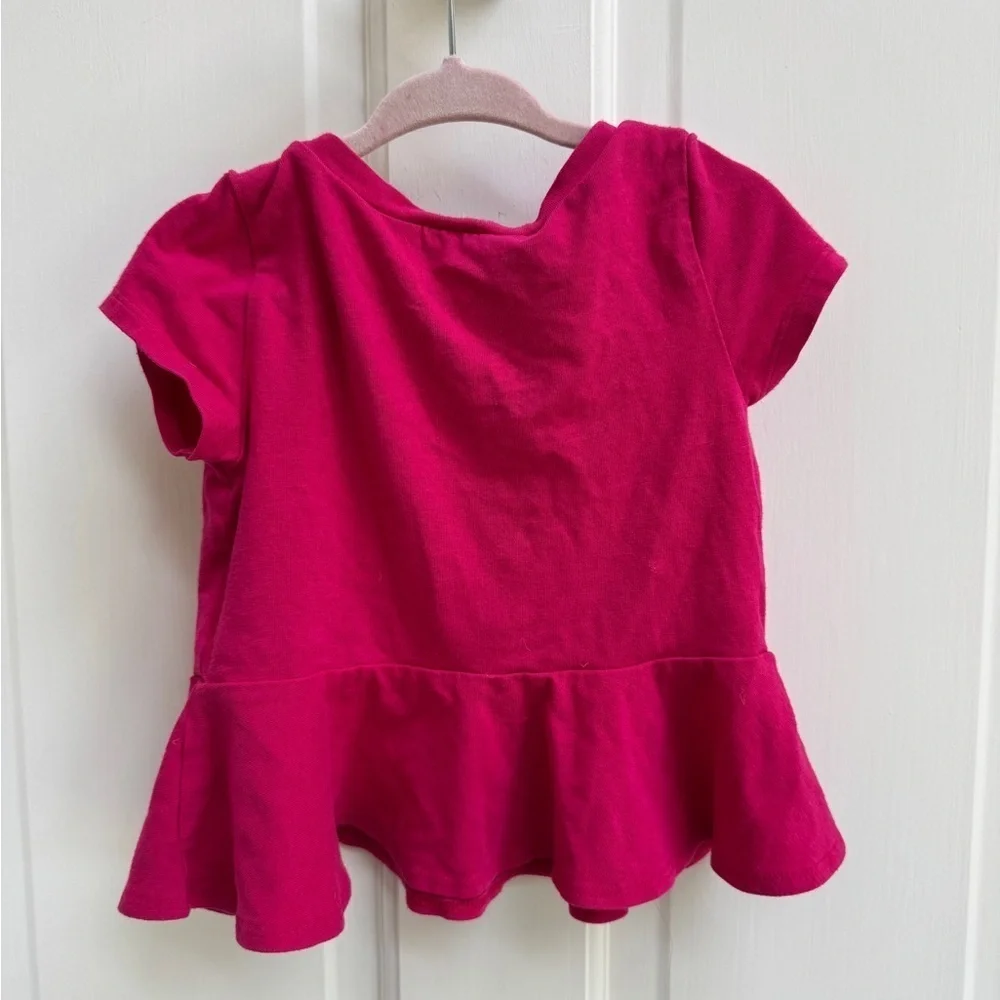Ralph Lauren 3T Girls Pink Short Sleeve Peplum Shirt Blouse